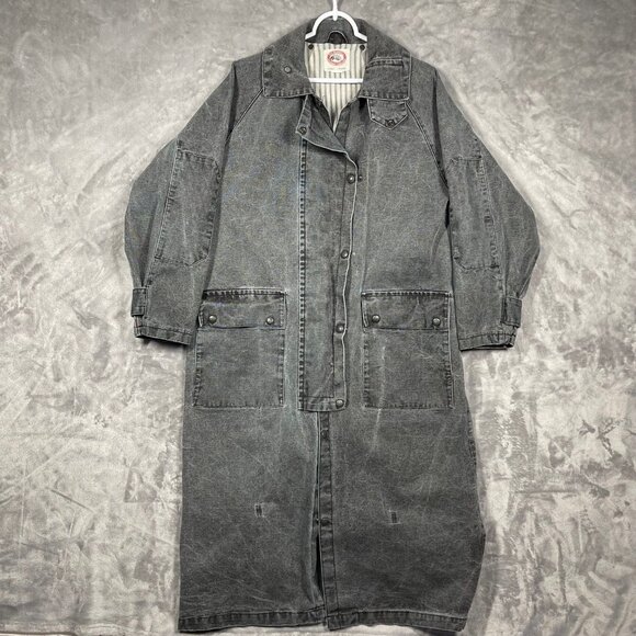 Vintage Australian Outback Collection Duster Trench Coat Mens Small Denim - Picture 1 of 16
